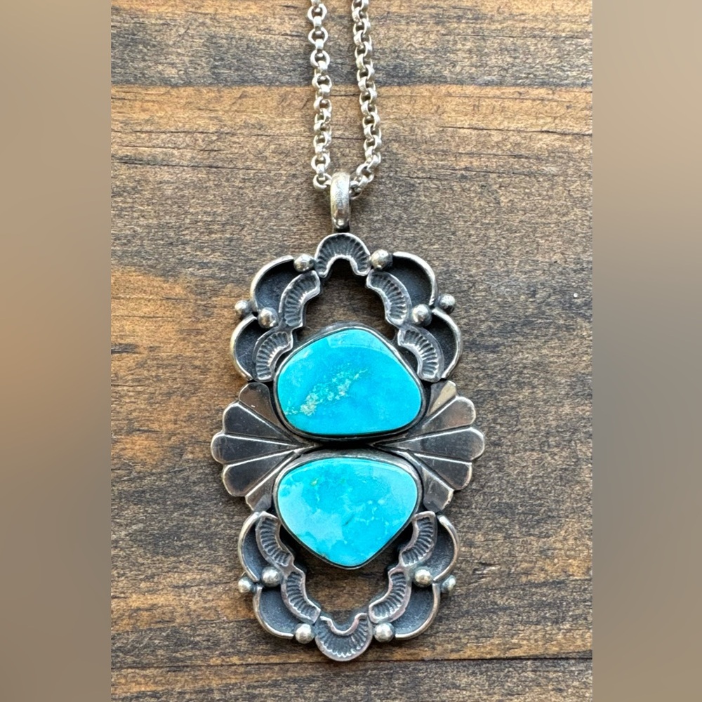 Turquoise Silver Pendant Necklace